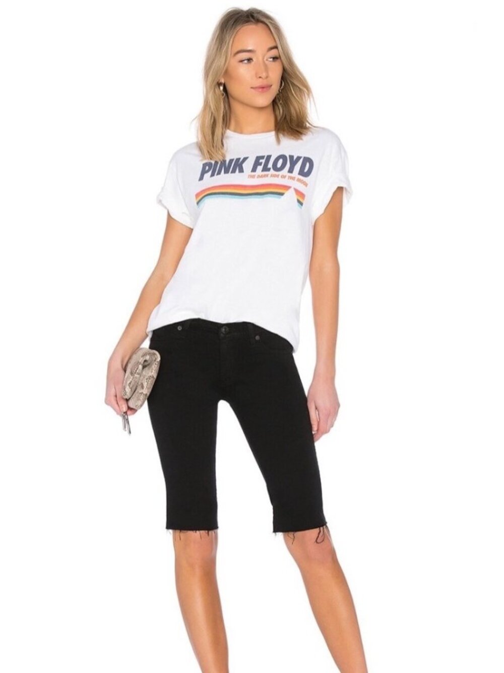 Hudson Black Amelia Knee-Length Raw Hem Shorts